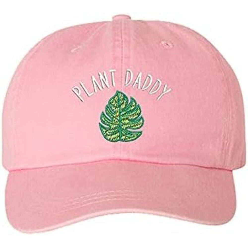 Unisex Pink 100% Cotton Plant Daddy Embroidered Adjustable Classic Baseball Cap